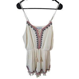 Stella Laguna Beach Boho Style Cotton Romper With Tassels